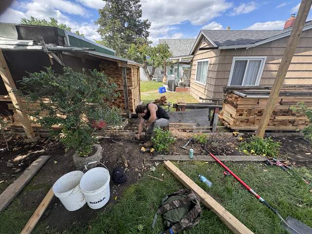 Garden bed build with fresh soil and new planting